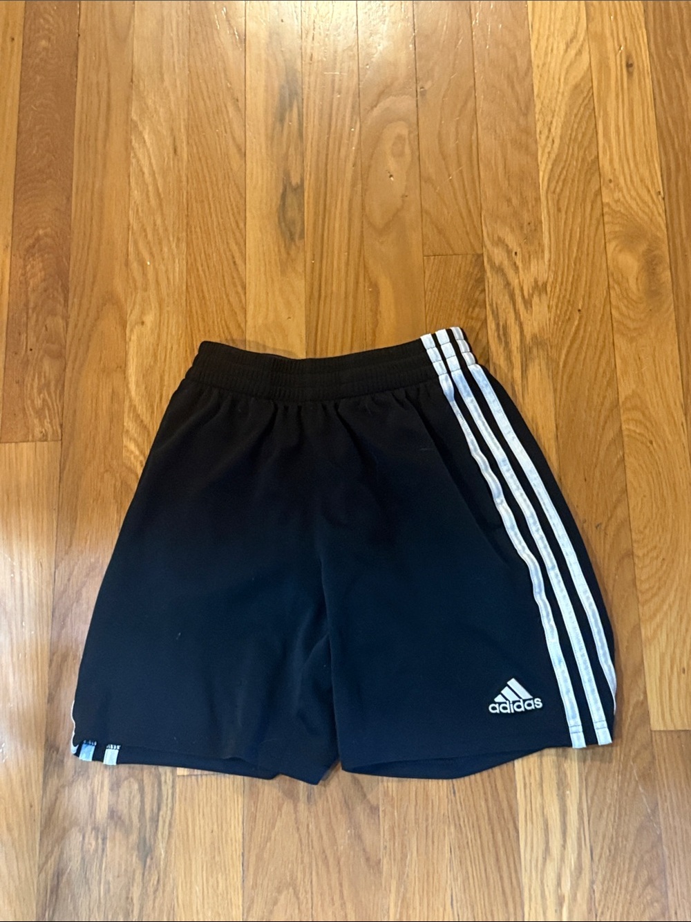 adidas kids Black Shorts with White Side Stripes